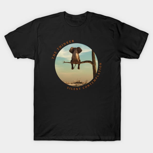 Elephant – The Thinker, Silent Contemplation T-Shirt by Urban Gypsy Designs
